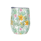 Personalised Tropical Flowers And Leaves 12oz Wine Tumbler / Travel Mug Personalised Wine Tumbler / Travel Mug Plants Printed Offshore