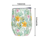 Personalised Tropical Flowers And Leaves 12oz Wine Tumbler / Travel Mug Personalised Wine Tumbler / Travel Mug Plants Printed Offshore