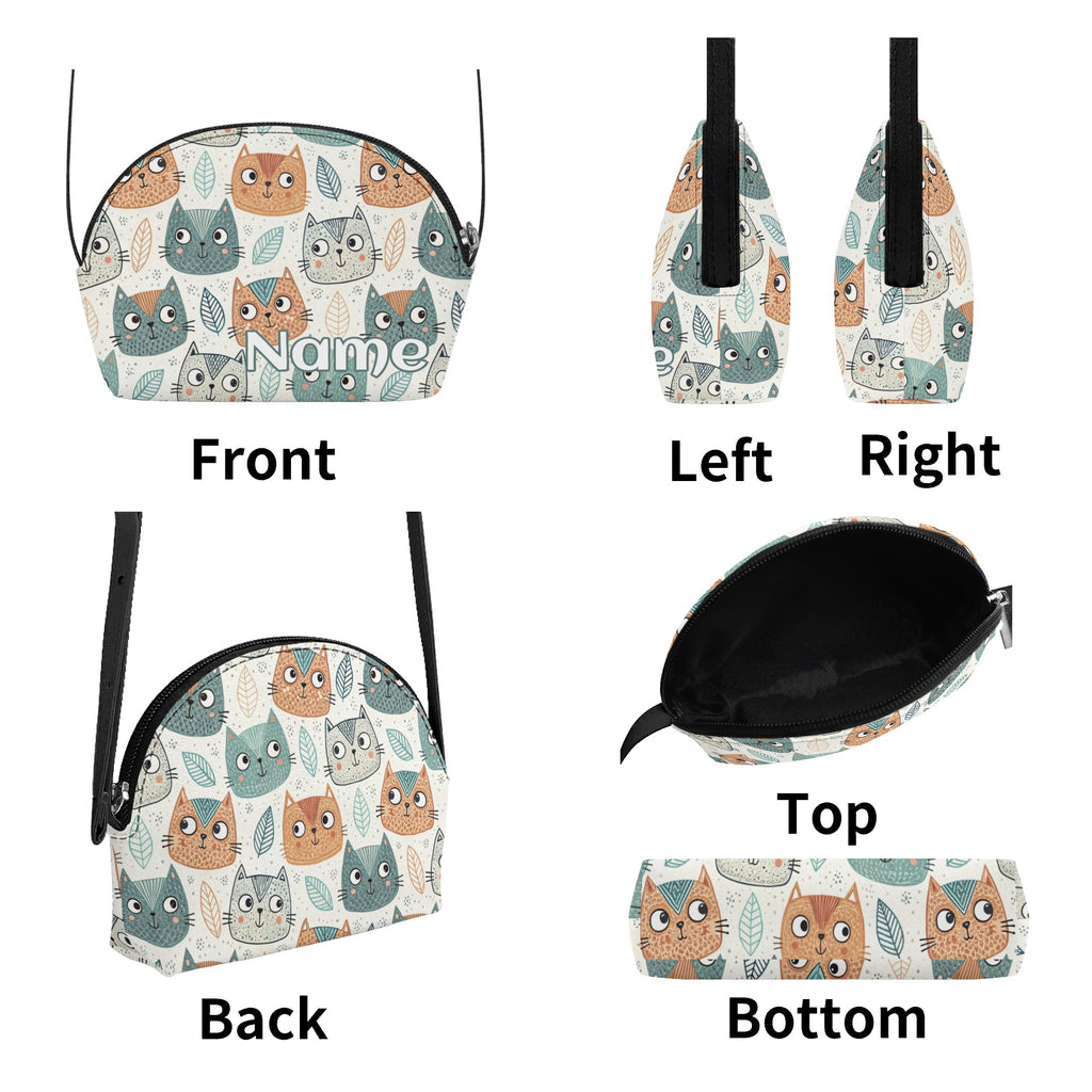 Personalised Add Name, Cute Cats Kids PU Small Crossbody Bag / Purse