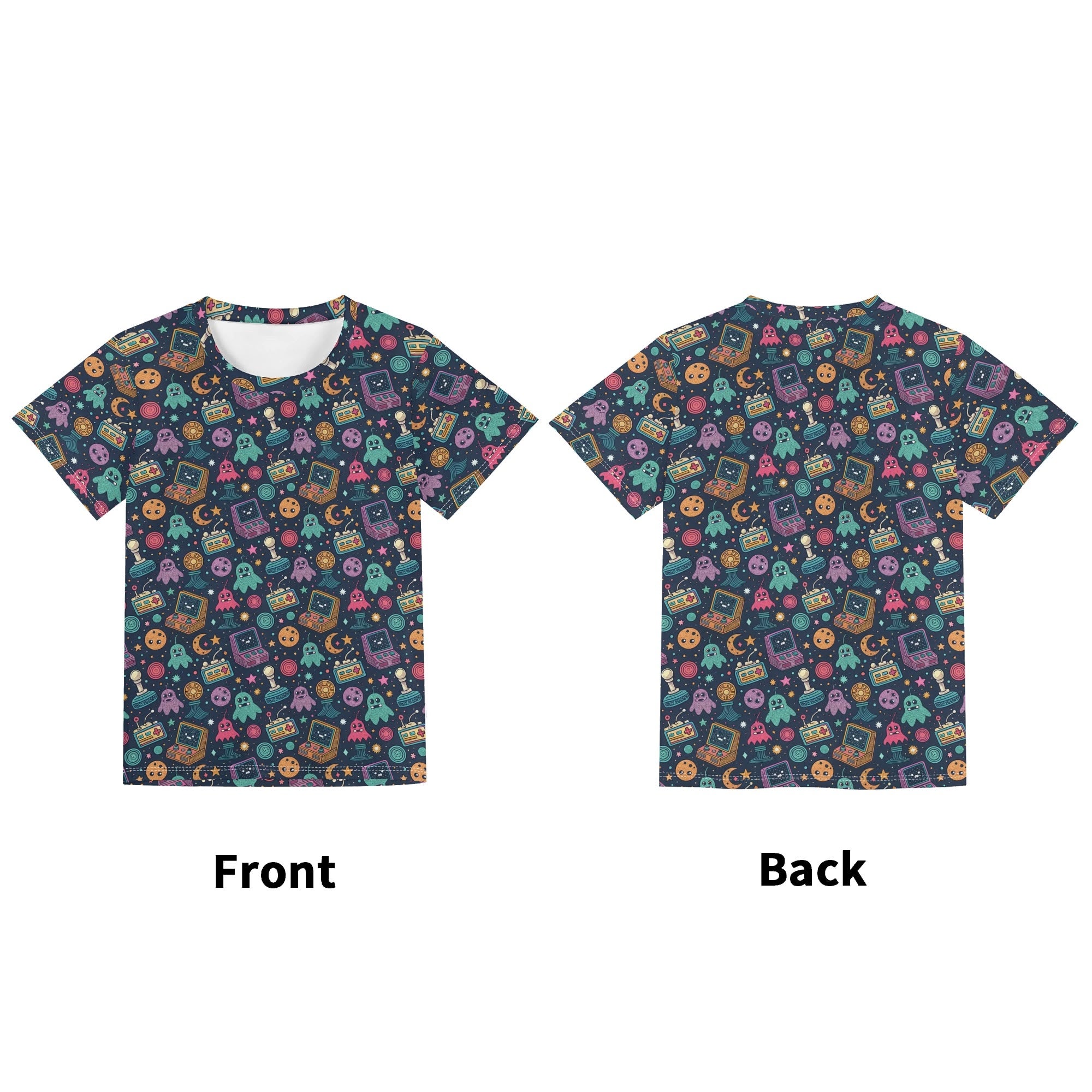 Space Arcade Kids Loose Fit Short Sleeve T-Shirt Kid's Full Print T-shirt Games Printed Offshore Retro
