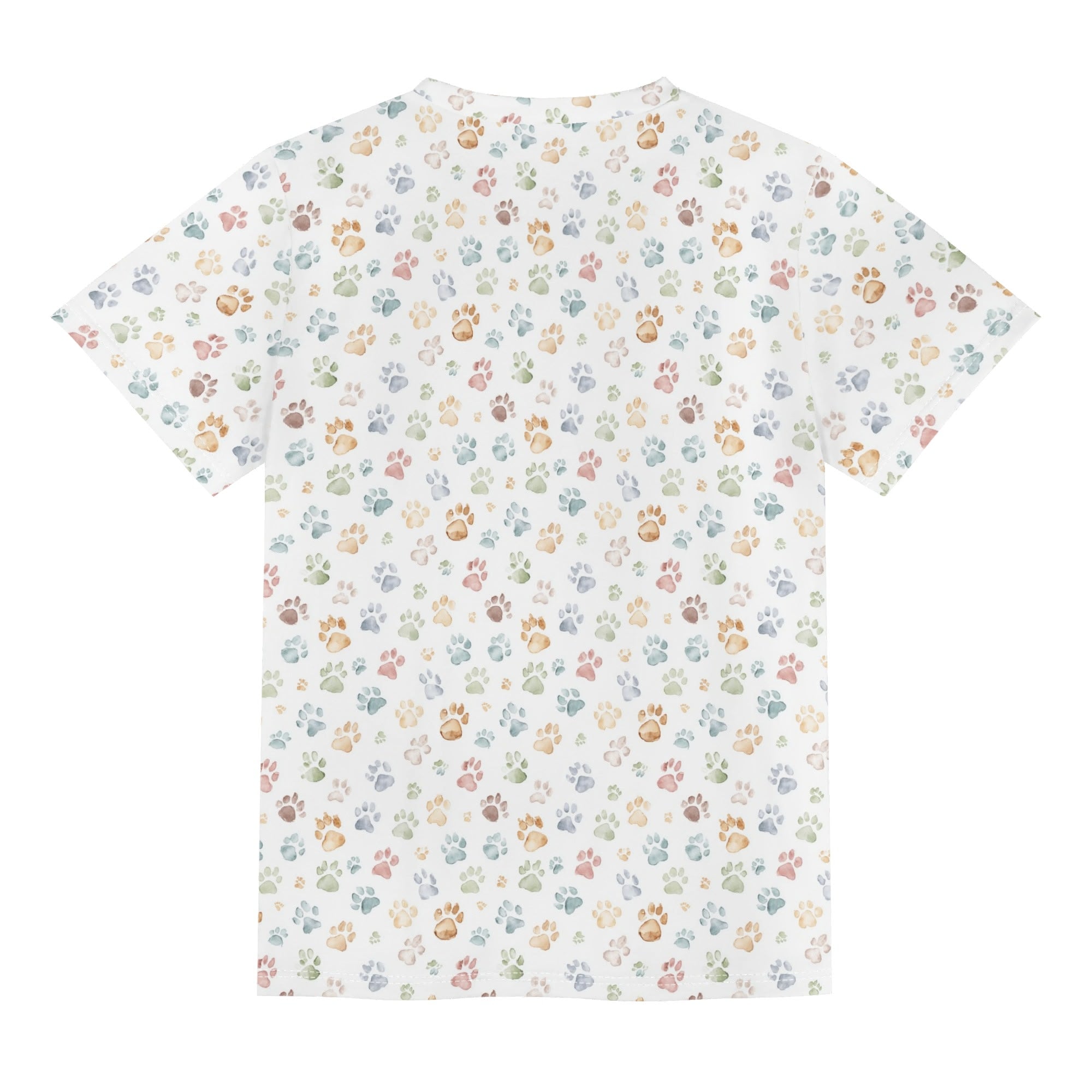 Paw Print Kids Loose Fit Short Sleeve T-Shirt Kid's Full Print T-shirt animal Printed Offshore