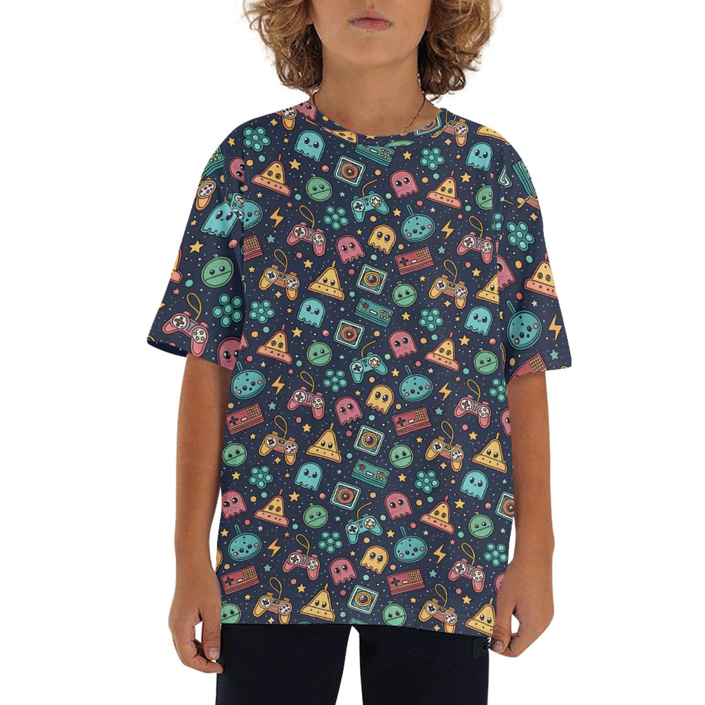 Video Game Kids Loose Fit Short Sleeve T-Shirt XL Kid's Full Print T-shirt Games Printed Offshore Retro