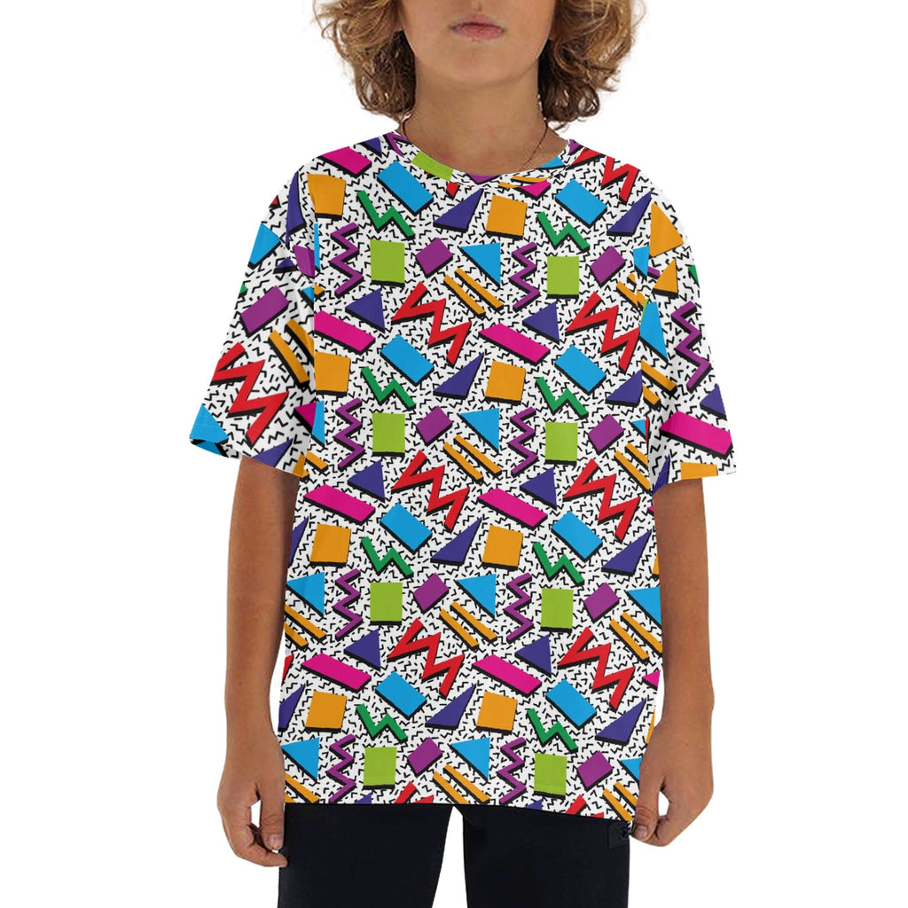 Graphic 80s Kids Loose Fit Short Sleeve T-Shirt XL Kid's Full Print T-shirt Printed Offshore Retro