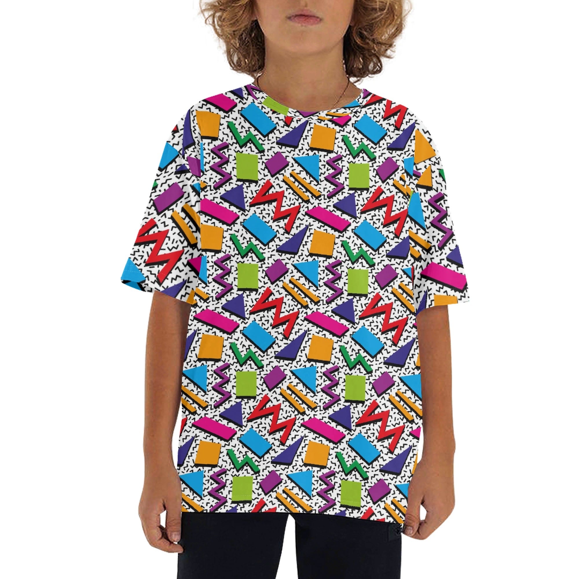 Graphic 80s Kids Loose Fit Short Sleeve T-Shirt XL Kid's Full Print T-shirt Printed Offshore Retro