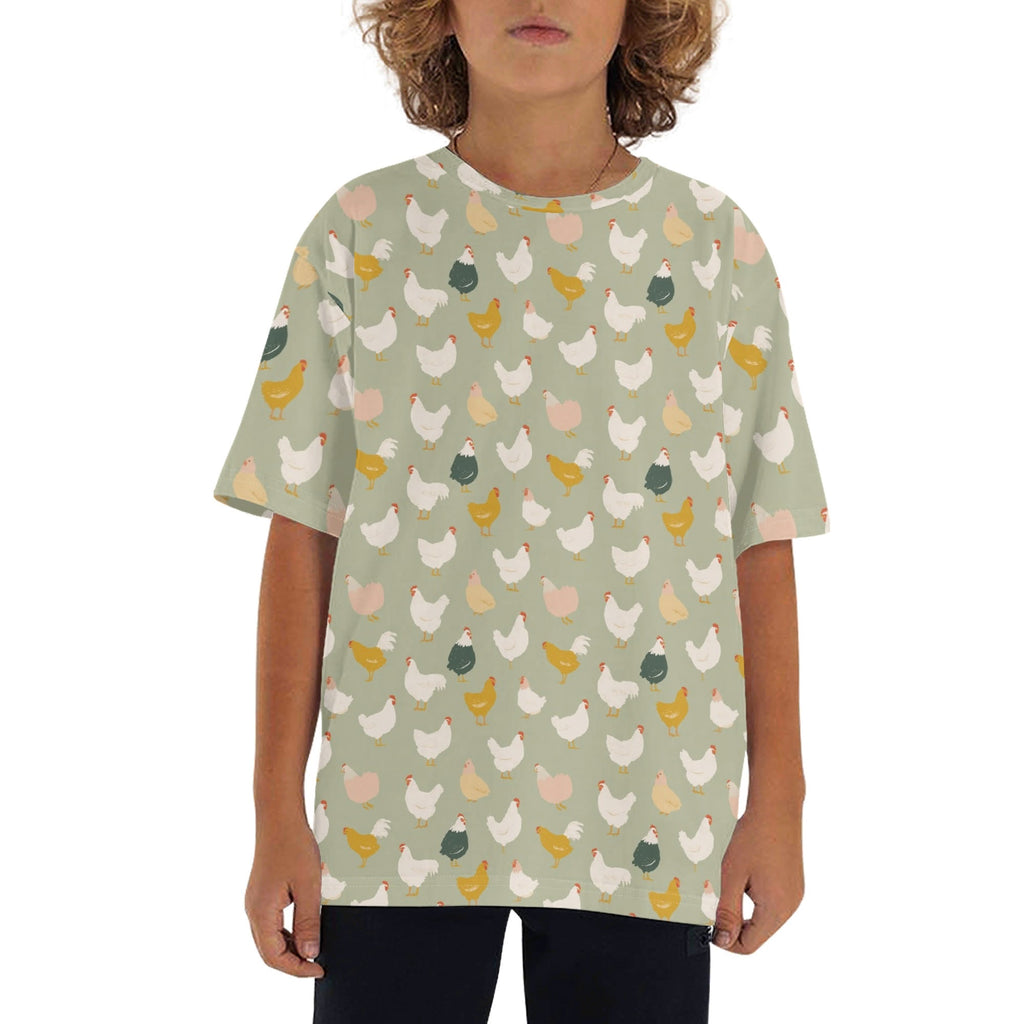 Chicken Life Kids Loose Fit Short Sleeve T-Shirt XL Kid's Full Print T-shirt animal Printed Offshore