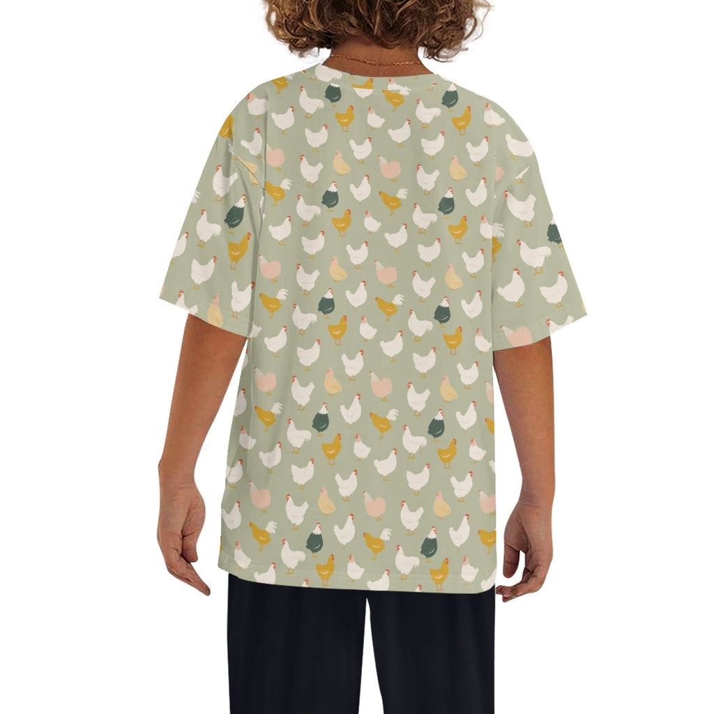 Chicken Life Kids Loose Fit Short Sleeve T-Shirt Kid's Full Print T-shirt animal Printed Offshore
