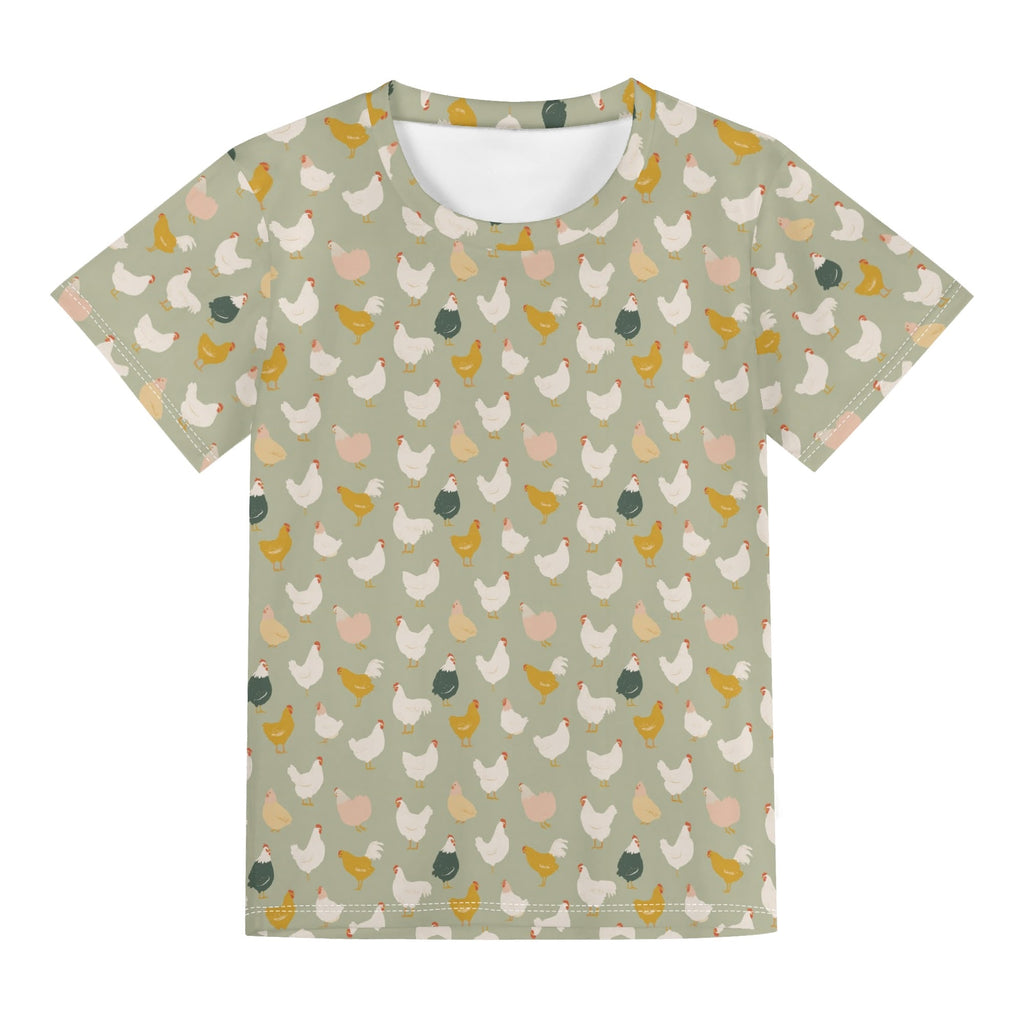 Chicken Life Kids Loose Fit Short Sleeve T-Shirt Kid's Full Print T-shirt animal Printed Offshore