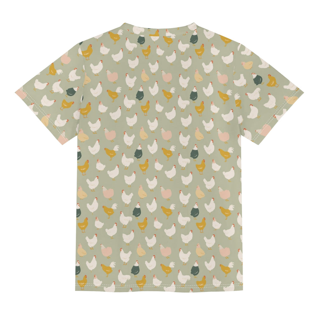 Chicken Life Kids Loose Fit Short Sleeve T-Shirt Kid's Full Print T-shirt animal Printed Offshore