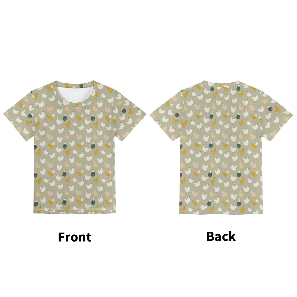 Chicken Life Kids Loose Fit Short Sleeve T-Shirt Kid's Full Print T-shirt animal Printed Offshore