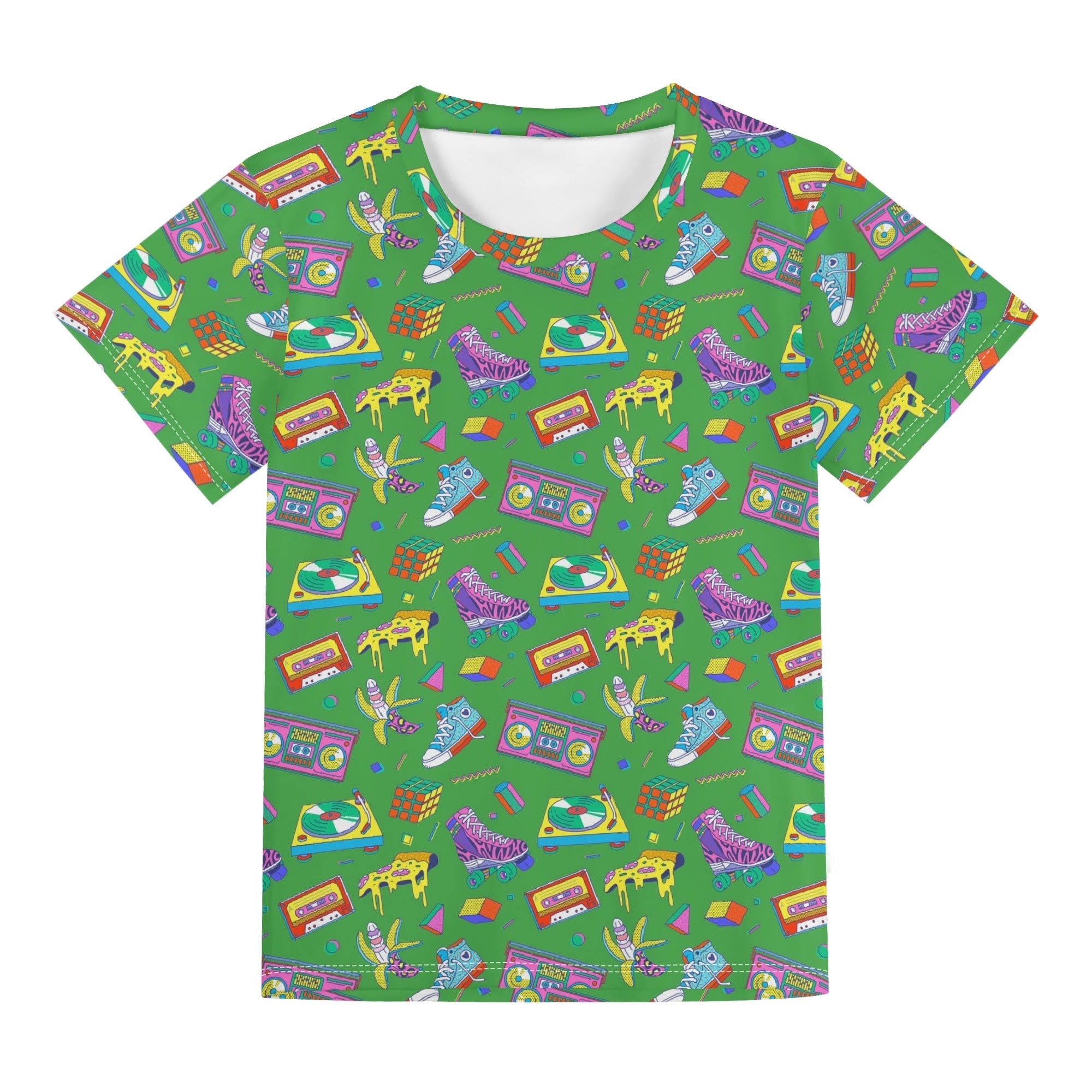 Bright 80s Kids Loose Fit Short Sleeve T-Shirt Kid's Full Print T-shirt Printed Offshore Retro