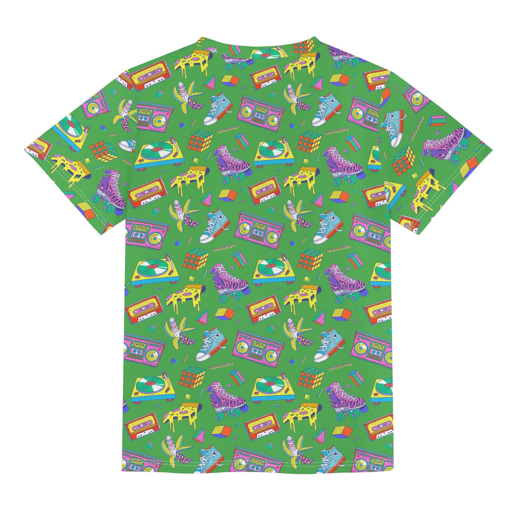 Bright 80s Kids Loose Fit Short Sleeve T-Shirt Kid's Full Print T-shirt Printed Offshore Retro