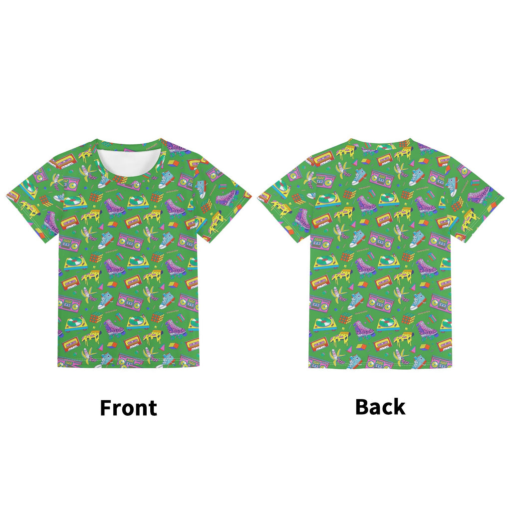Bright 80s Kids Loose Fit Short Sleeve T-Shirt Kid's Full Print T-shirt Printed Offshore Retro