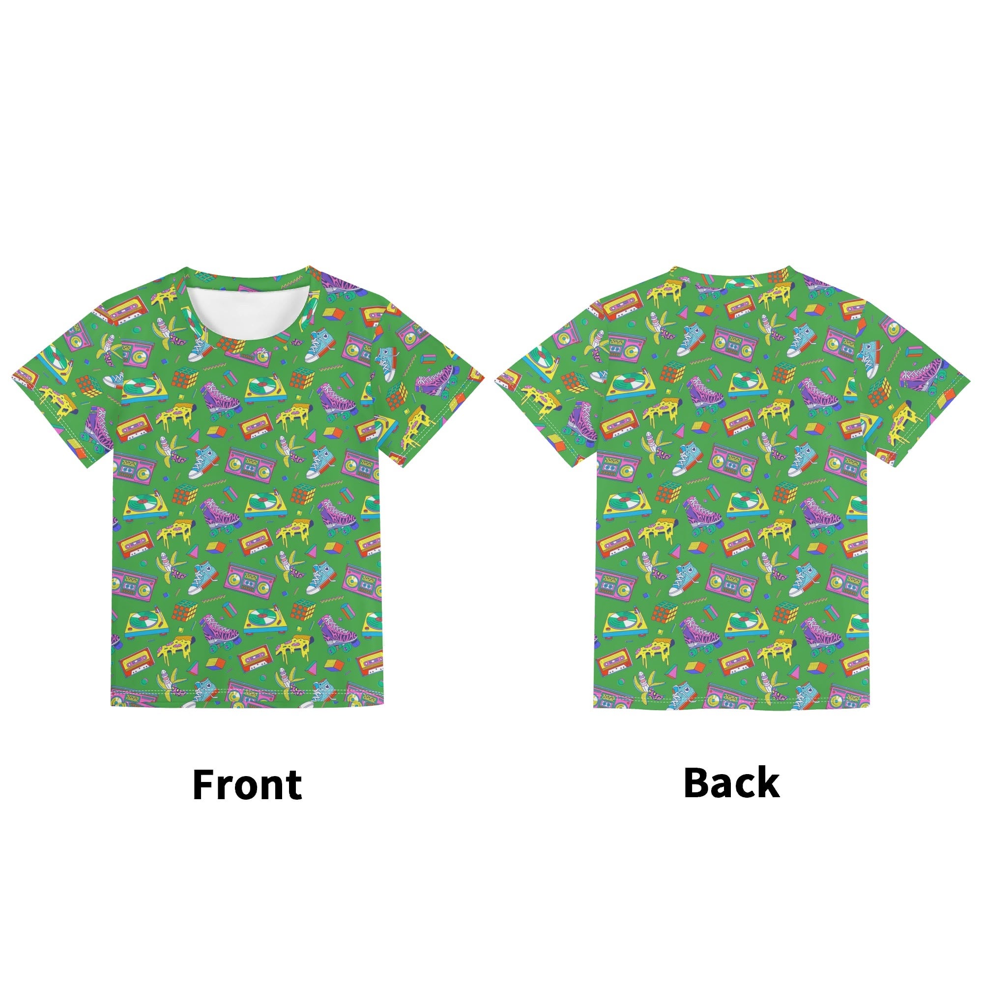 Bright 80s Kids Loose Fit Short Sleeve T-Shirt Kid's Full Print T-shirt Printed Offshore Retro