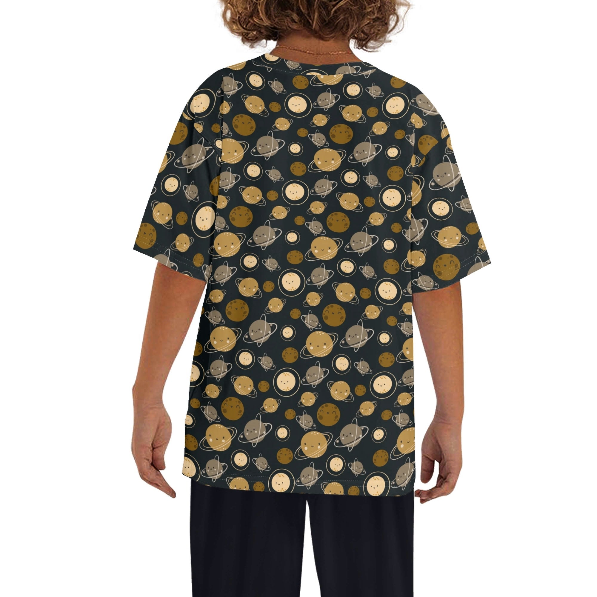 Planets Kids Loose Fit Short Sleeve T-Shirt Kid's Full Print T-shirt Printed Offshore Space