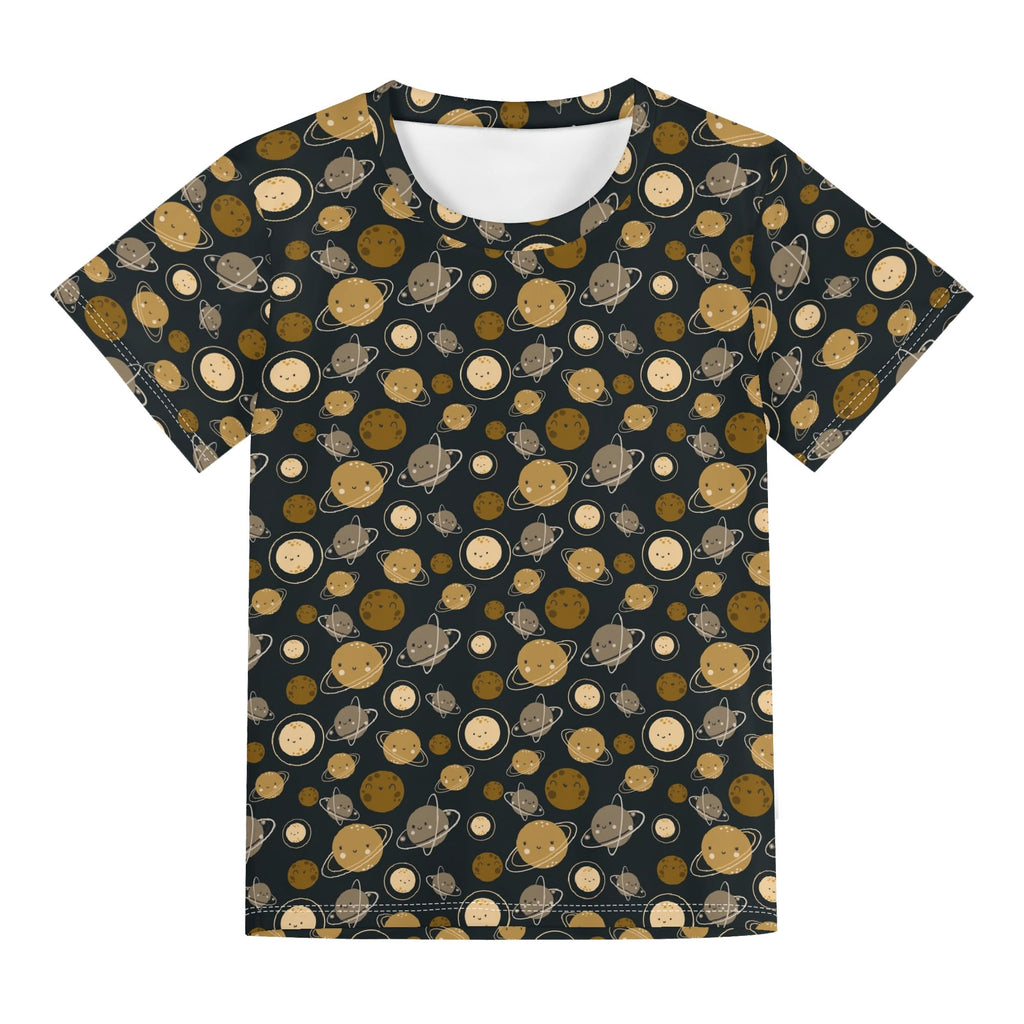 Planets Kids Loose Fit Short Sleeve T-Shirt Kid's Full Print T-shirt Printed Offshore Space
