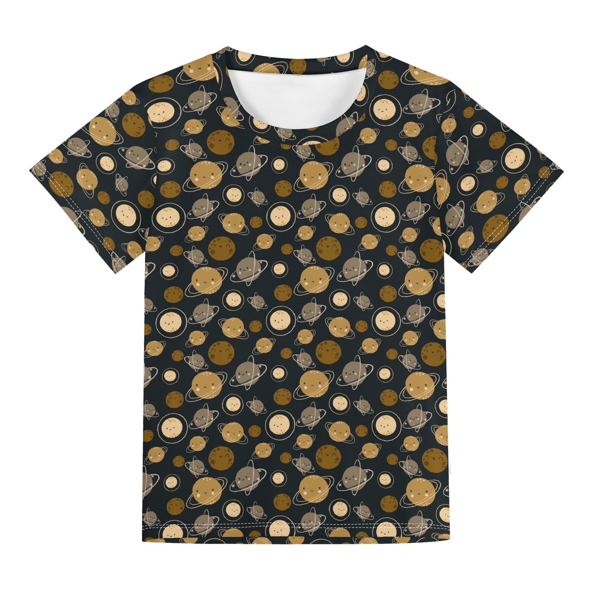 Planets Kids Loose Fit Short Sleeve T-Shirt Kid's Full Print T-shirt Printed Offshore Space