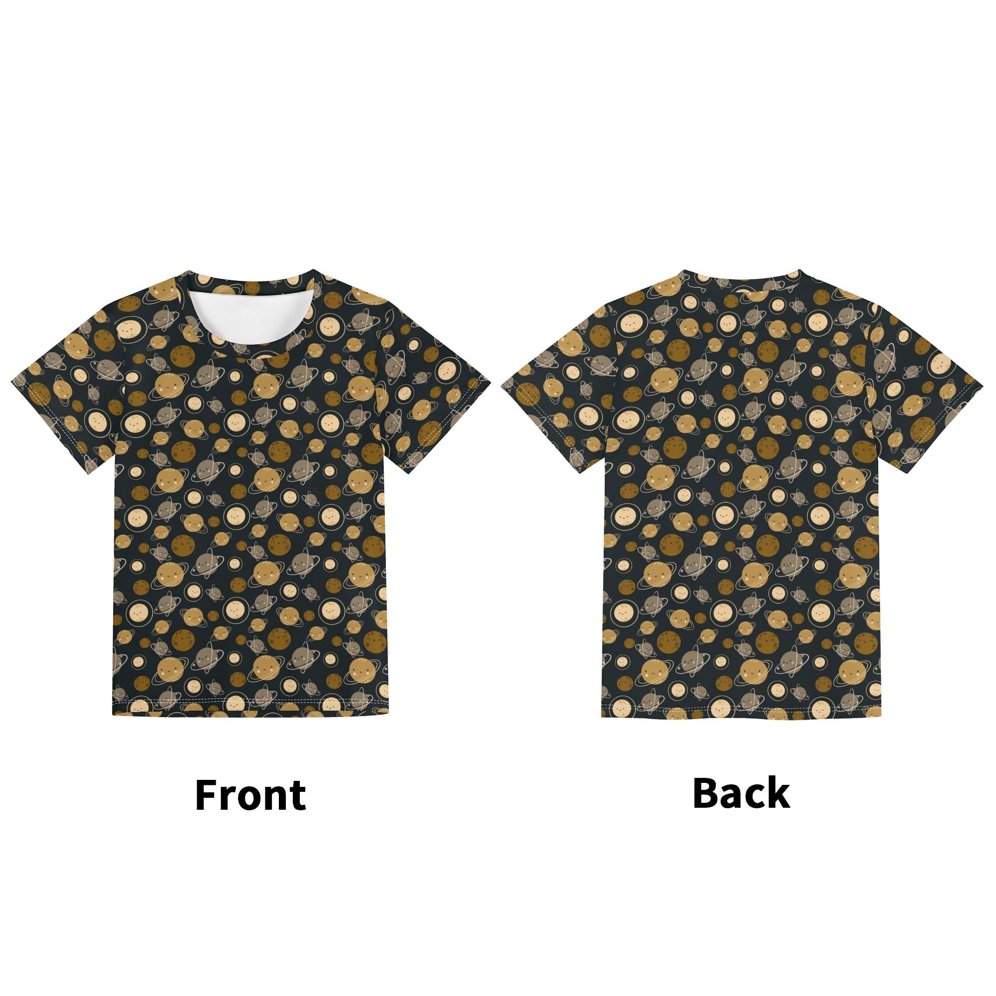 Planets Kids Loose Fit Short Sleeve T-Shirt Kid's Full Print T-shirt Printed Offshore Space