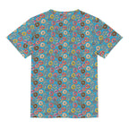 Doughnuts On Blue Kids Loose Fit Short Sleeve T-Shirt Kid's Full Print T-shirt Food Printed Offshore