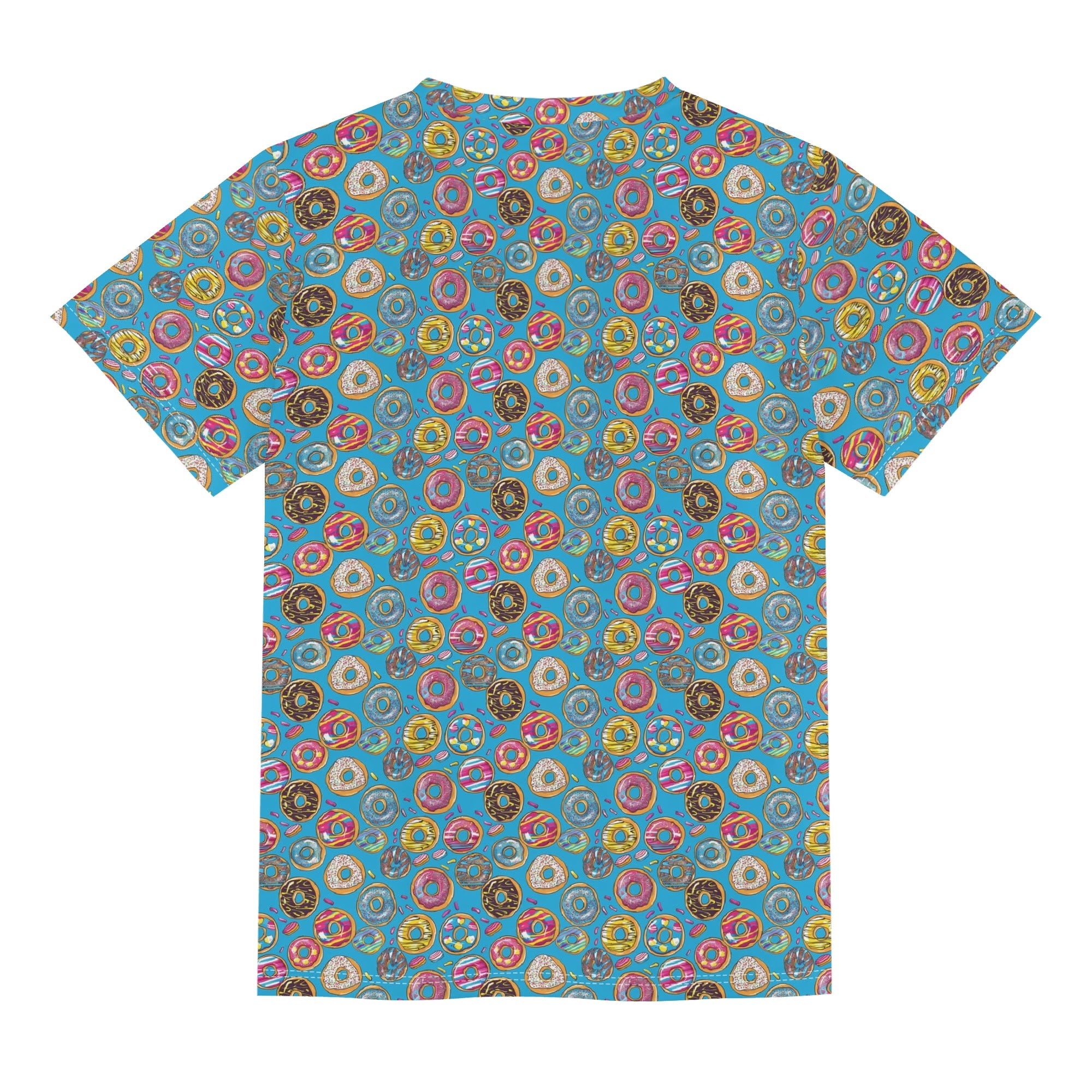 Doughnuts On Blue Kids Loose Fit Short Sleeve T-Shirt Kid's Full Print T-shirt Food Printed Offshore