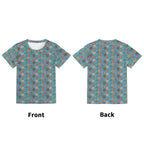 Doughnuts On Blue Kids Loose Fit Short Sleeve T-Shirt Kid's Full Print T-shirt Food Printed Offshore