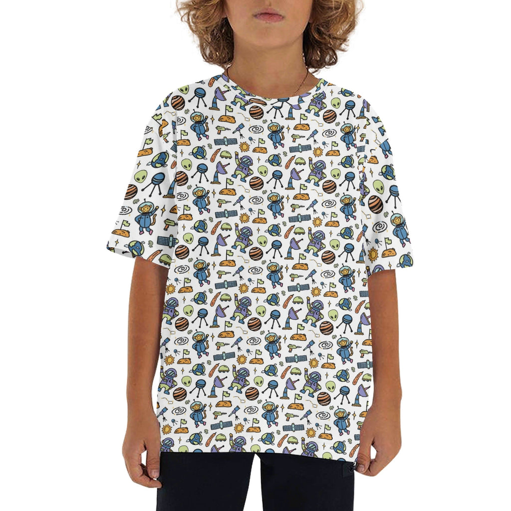 All About Space Kids Loose Fit Short Sleeve T-Shirt XL Kid's Full Print T-shirt Printed Offshore Space