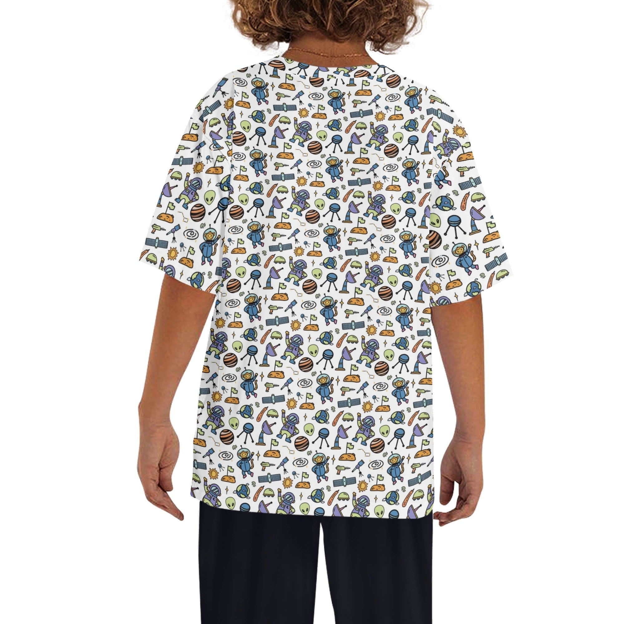 All About Space Kids Loose Fit Short Sleeve T-Shirt Kid's Full Print T-shirt Printed Offshore Space