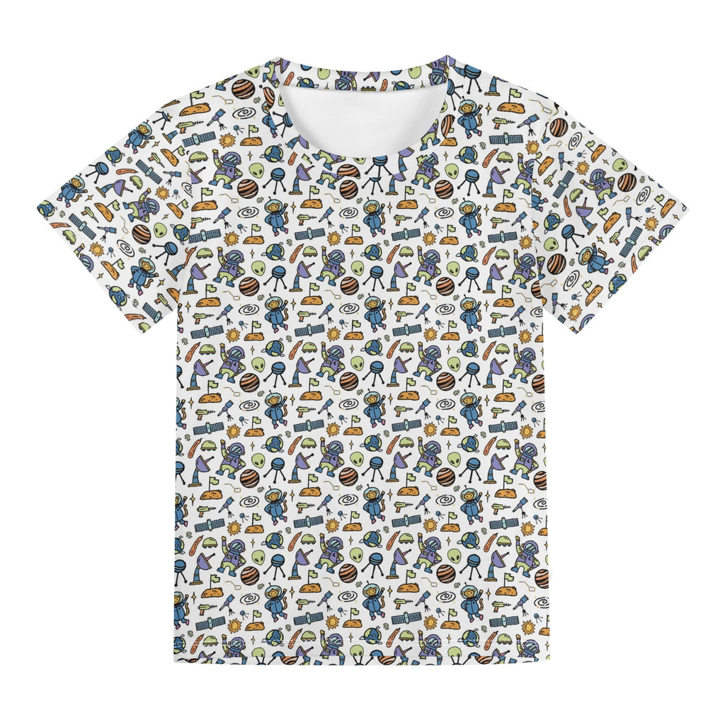 All About Space Kids Loose Fit Short Sleeve T-Shirt Kid's Full Print T-shirt Printed Offshore Space