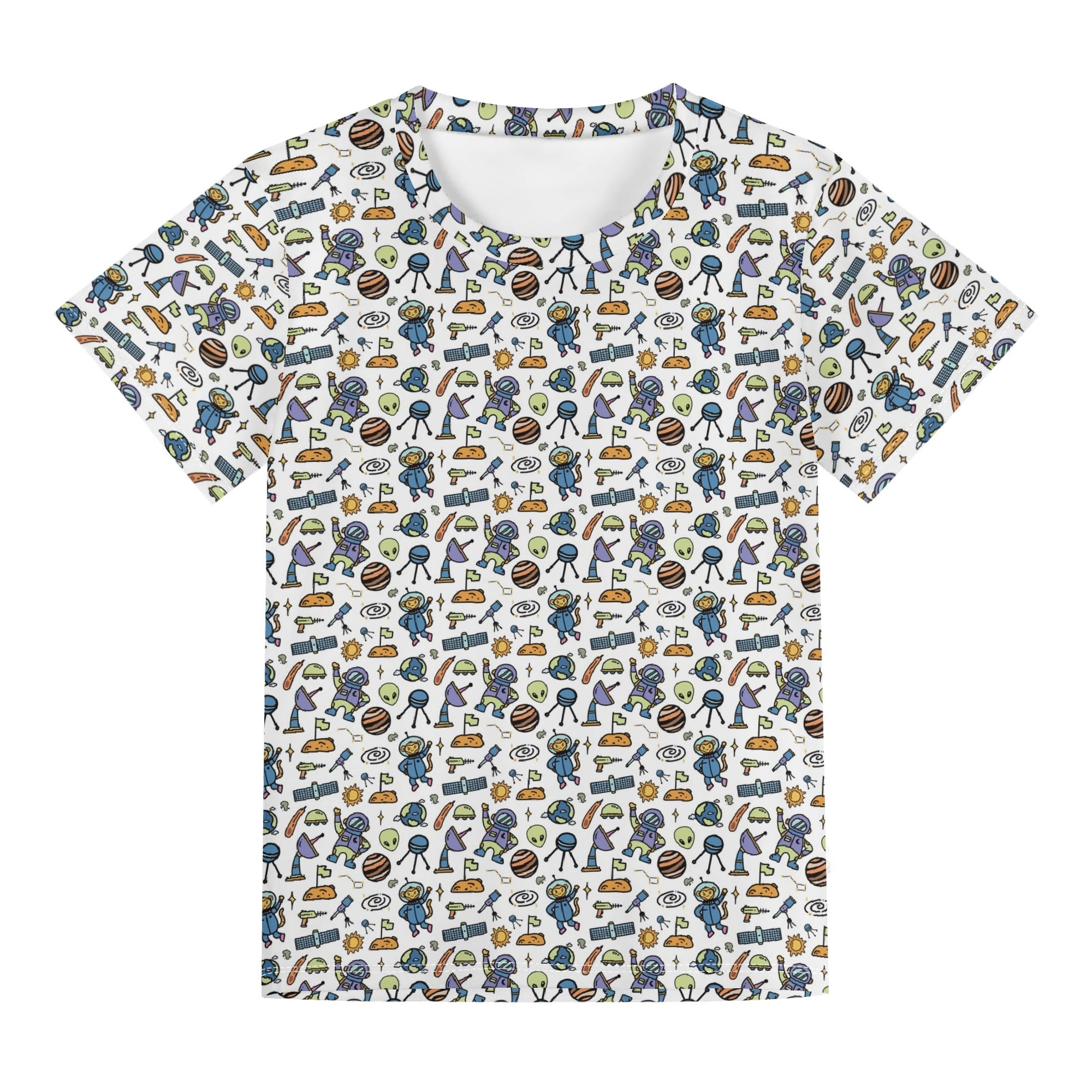 All About Space Kids Loose Fit Short Sleeve T-Shirt Kid's Full Print T-shirt Printed Offshore Space