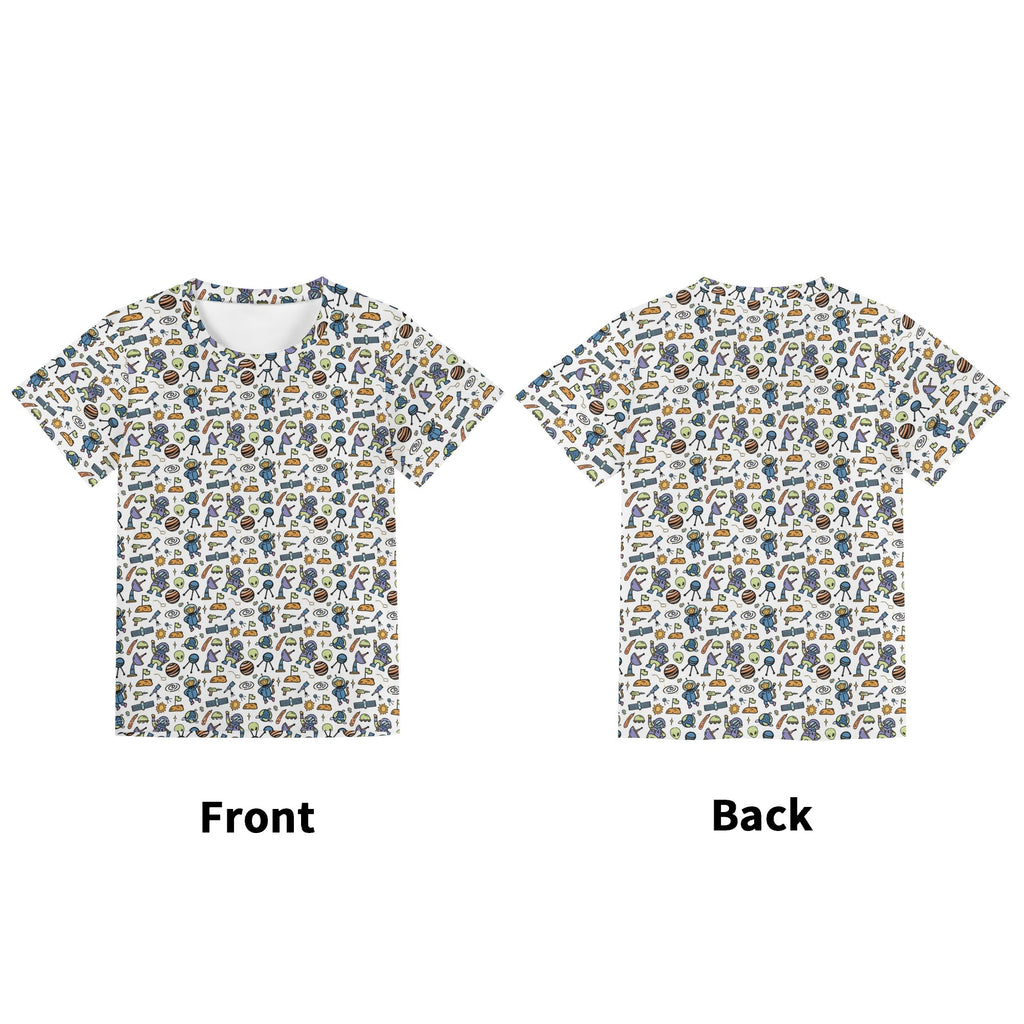 All About Space Kids Loose Fit Short Sleeve T-Shirt Kid's Full Print T-shirt Printed Offshore Space