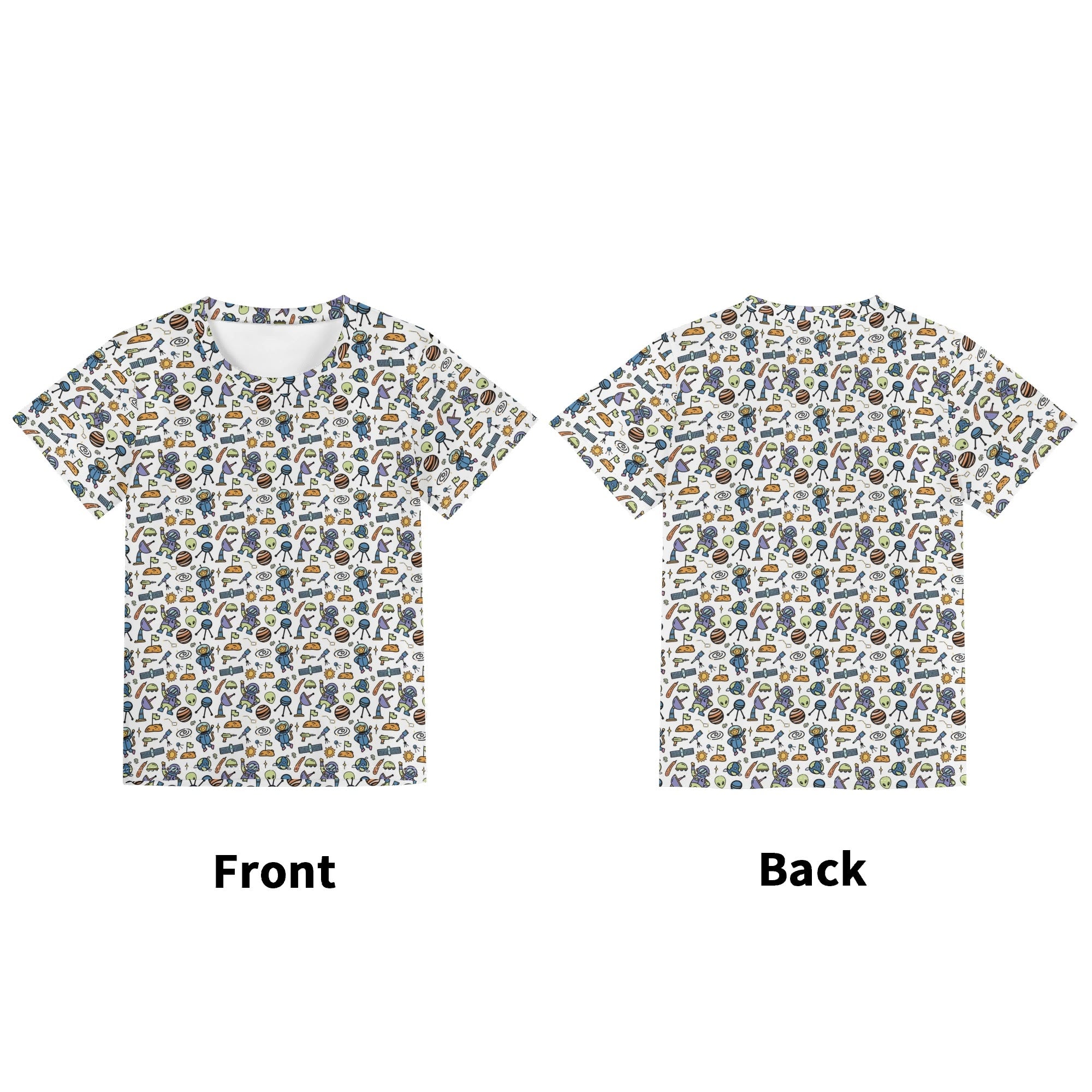 All About Space Kids Loose Fit Short Sleeve T-Shirt Kid's Full Print T-shirt Printed Offshore Space