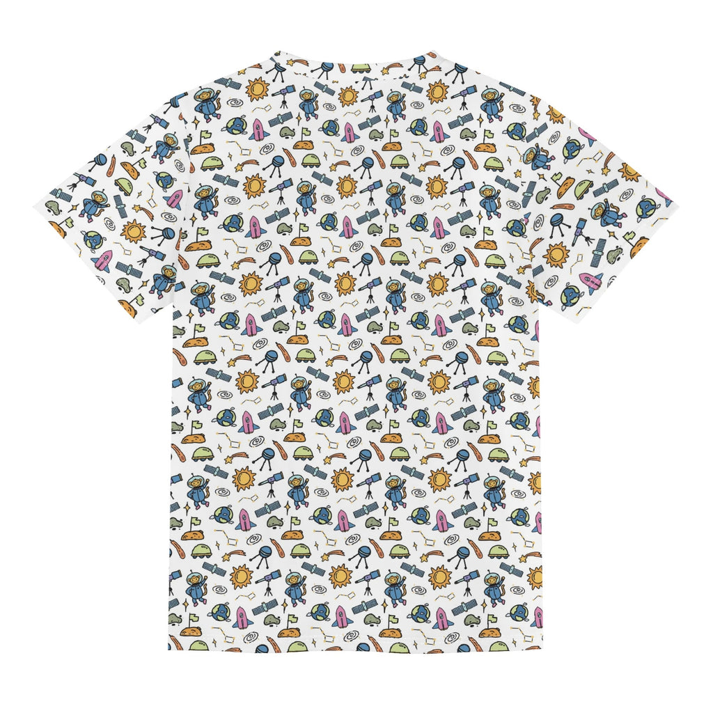 Monkey Astronaut In Space Kids Loose Fit Short Sleeve T-Shirt Kid's Full Print T-shirt animal Printed Offshore Space