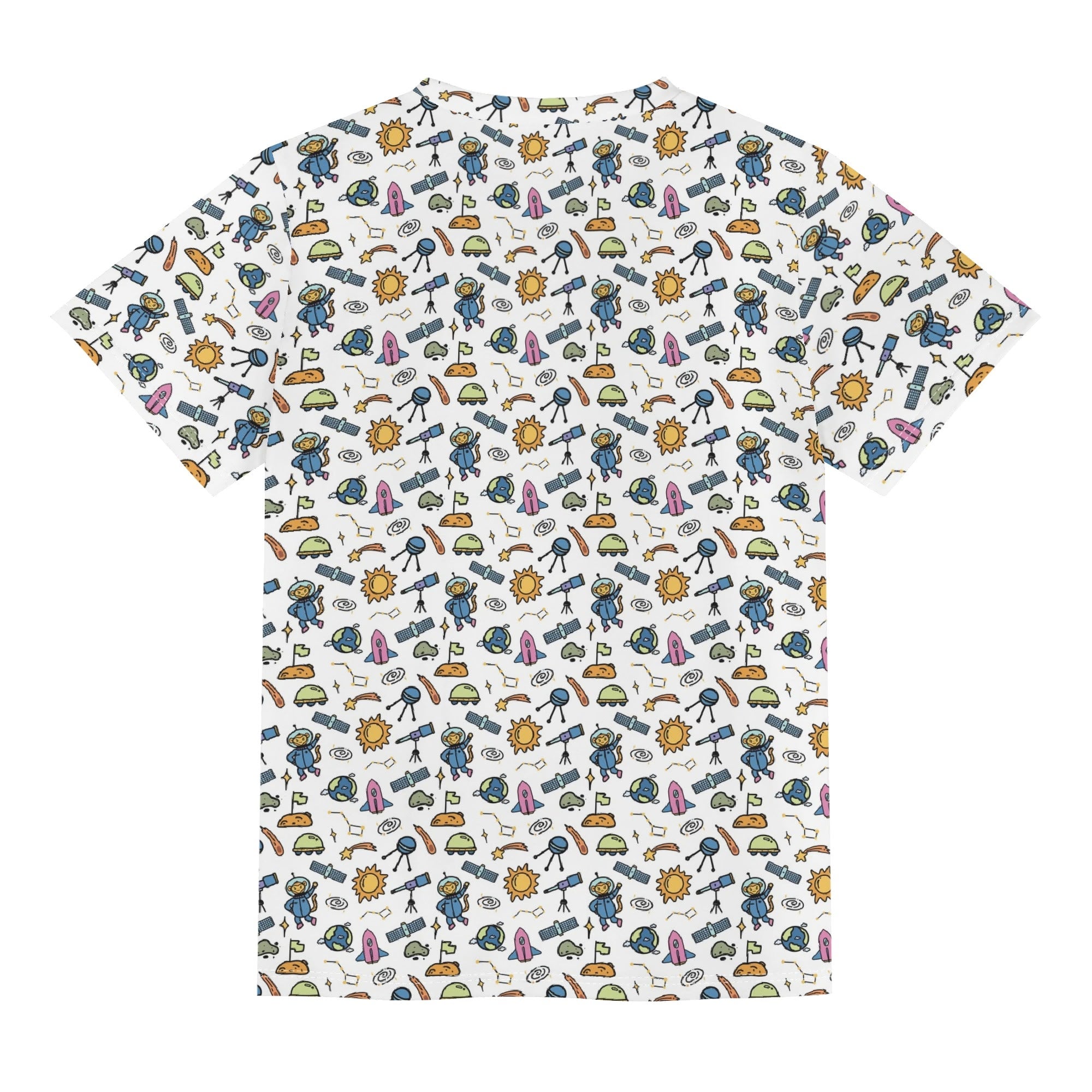 Monkey Astronaut In Space Kids Loose Fit Short Sleeve T-Shirt Kid's Full Print T-shirt animal Printed Offshore Space