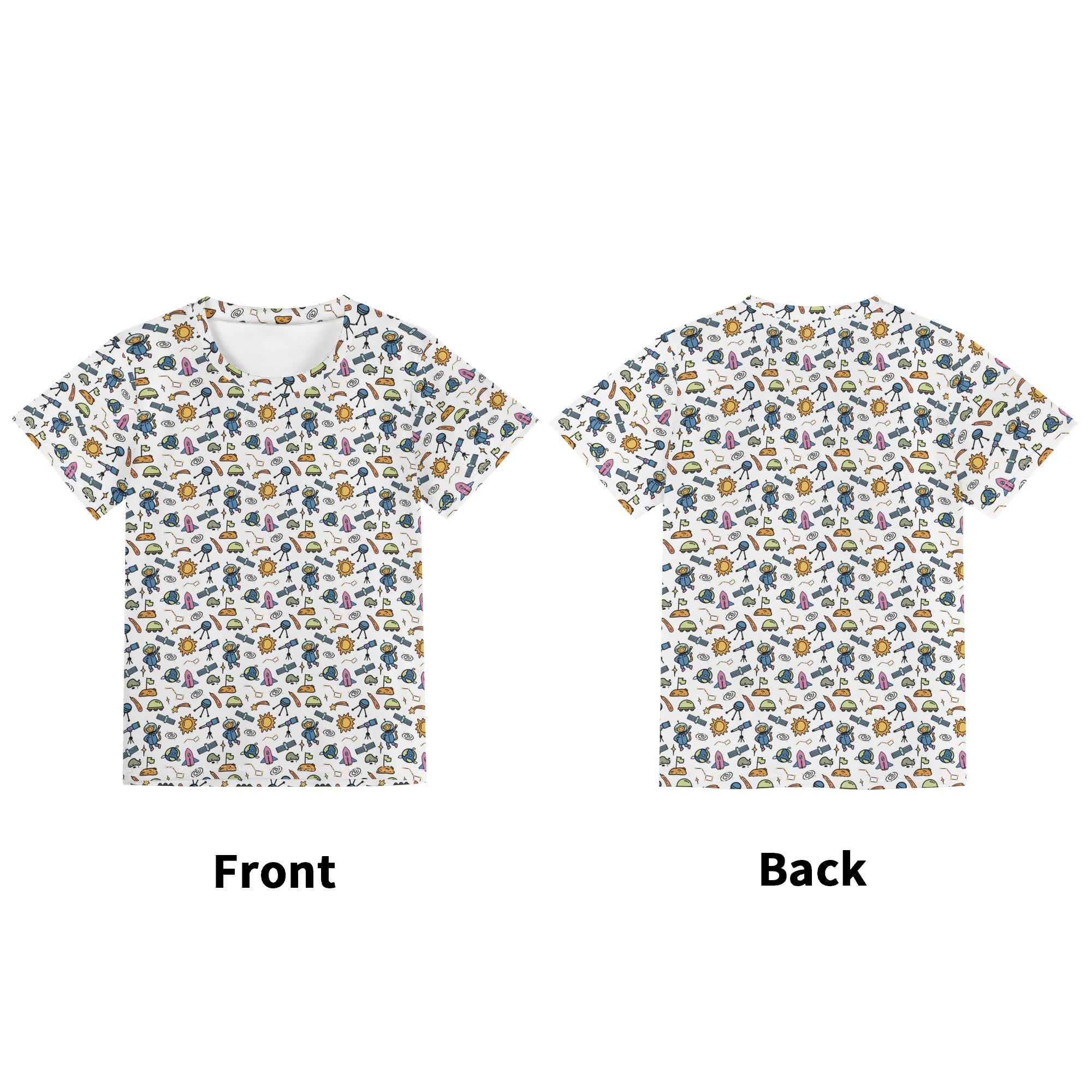 Monkey Astronaut In Space Kids Loose Fit Short Sleeve T-Shirt Kid's Full Print T-shirt animal Printed Offshore Space