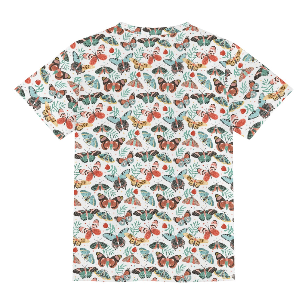 Moths And Pretty Butterflies Kids Loose Fit Short Sleeve T-Shirt Kid's Full Print T-shirt animal Printed Offshore