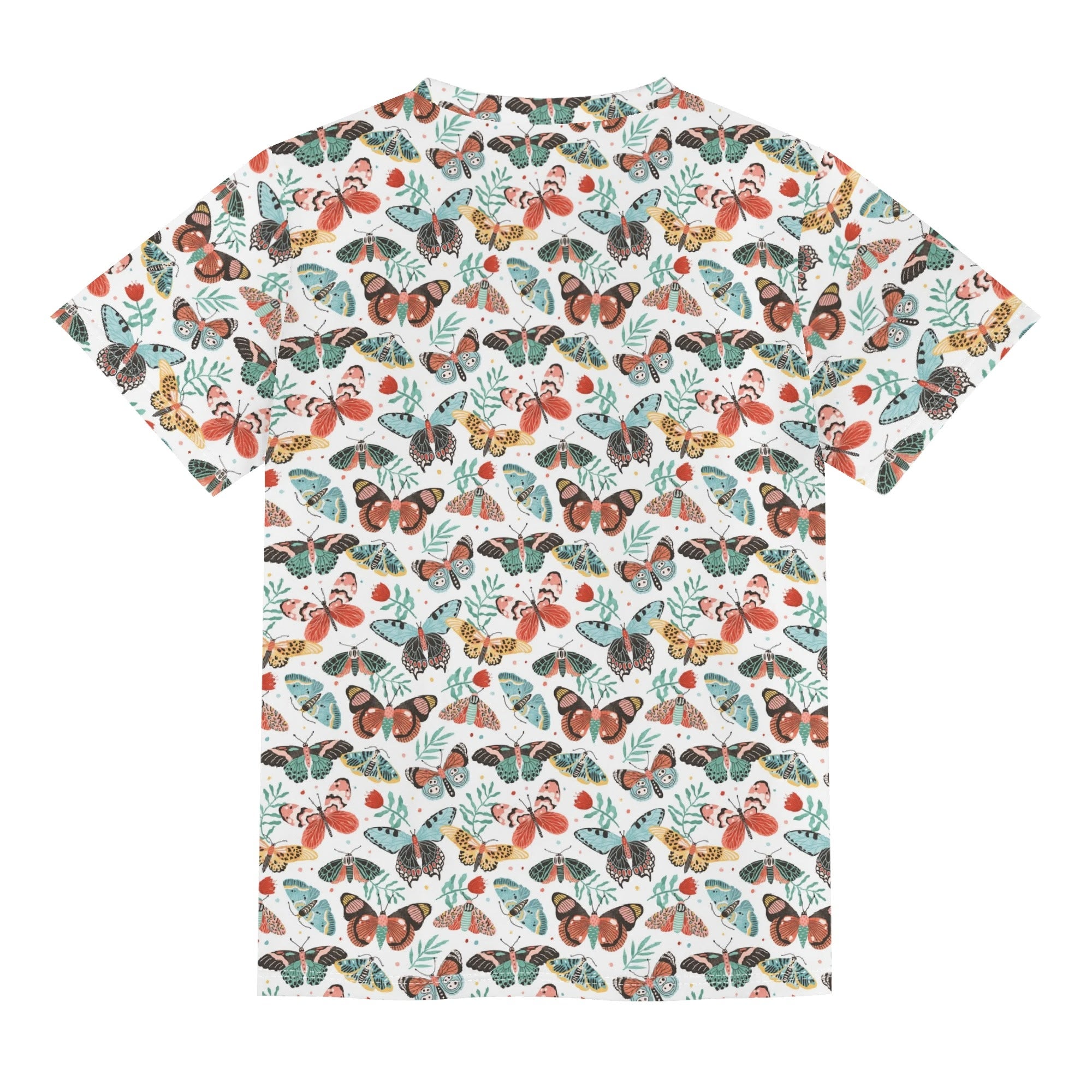 Moths And Pretty Butterflies Kids Loose Fit Short Sleeve T-Shirt Kid's Full Print T-shirt animal Printed Offshore