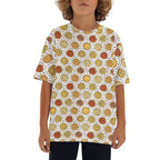 Round Pizzas On White Kids Loose Fit Short Sleeve T-Shirt XL Kid's Full Print T-shirt Food Printed Offshore