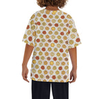 Round Pizzas On White Kids Loose Fit Short Sleeve T-Shirt Kid's Full Print T-shirt Food Printed Offshore