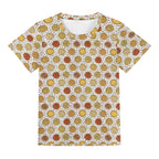 Round Pizzas On White Kids Loose Fit Short Sleeve T-Shirt Kid's Full Print T-shirt Food Printed Offshore