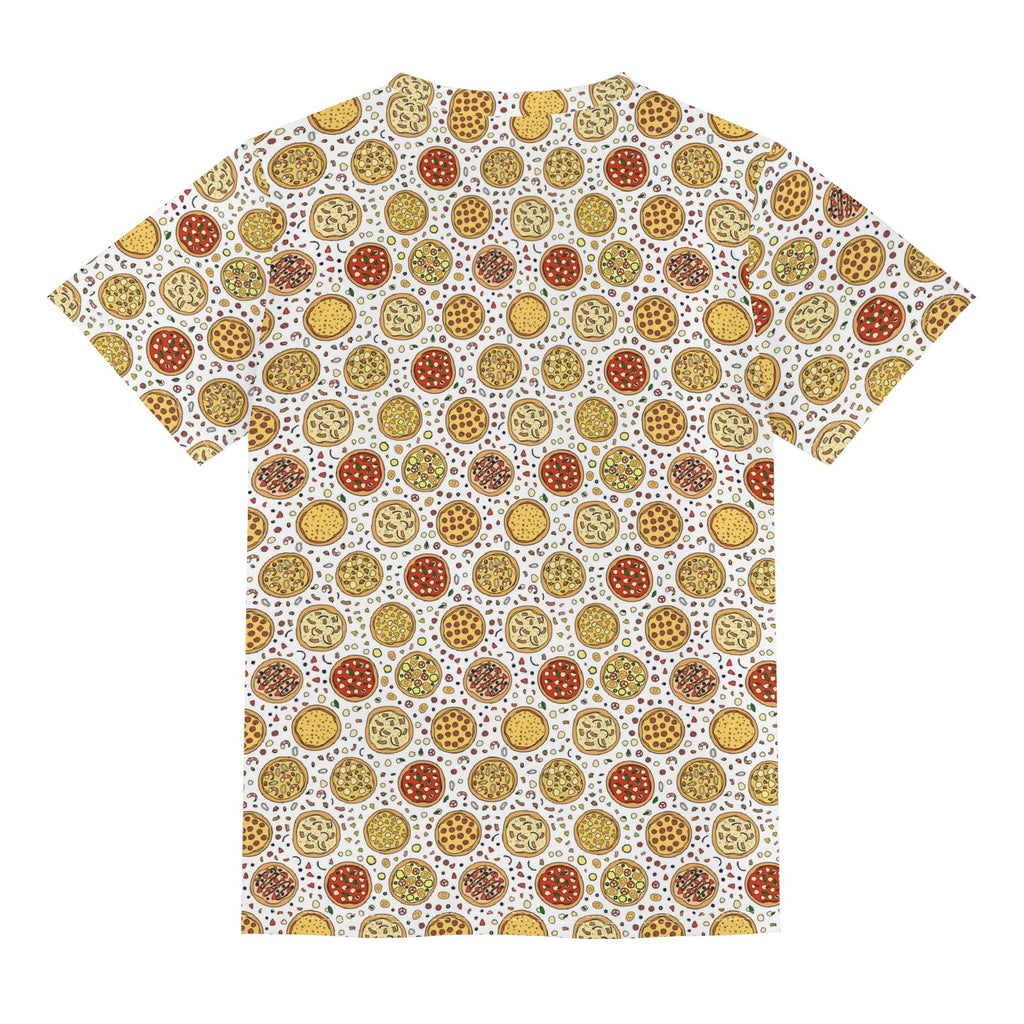 Round Pizzas On White Kids Loose Fit Short Sleeve T-Shirt Kid's Full Print T-shirt Food Printed Offshore