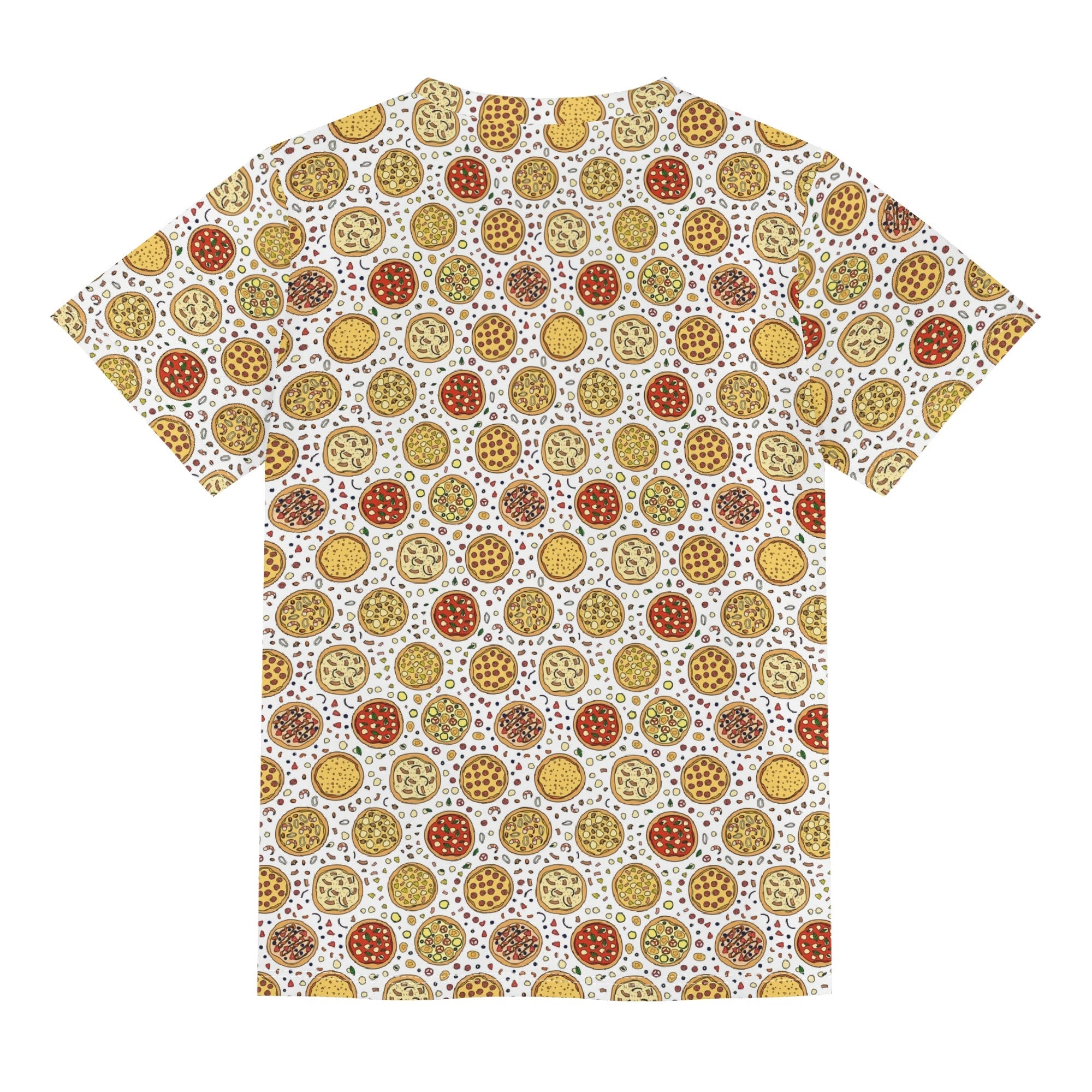 Round Pizzas On White Kids Loose Fit Short Sleeve T-Shirt Kid's Full Print T-shirt Food Printed Offshore