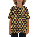 Round Pizzas On Black Kids Loose Fit Short Sleeve T-Shirt XL Kid's Full Print T-shirt Food Printed Offshore