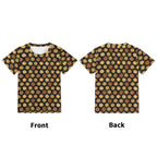 Round Pizzas On Black Kids Loose Fit Short Sleeve T-Shirt Kid's Full Print T-shirt Food Printed Offshore