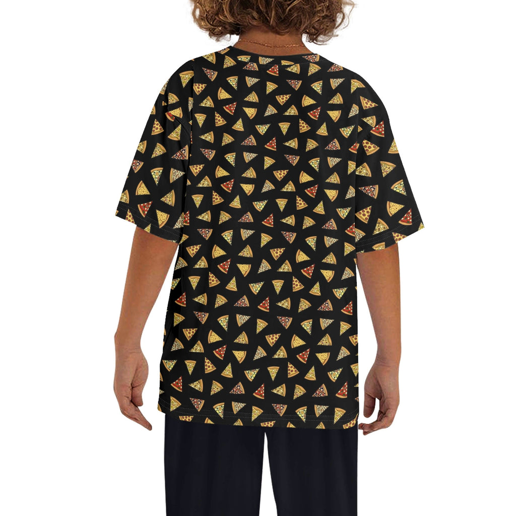 Pizza Slices Kids Loose Fit Short Sleeve T-Shirt Kid's Full Print T-shirt Food Printed Offshore