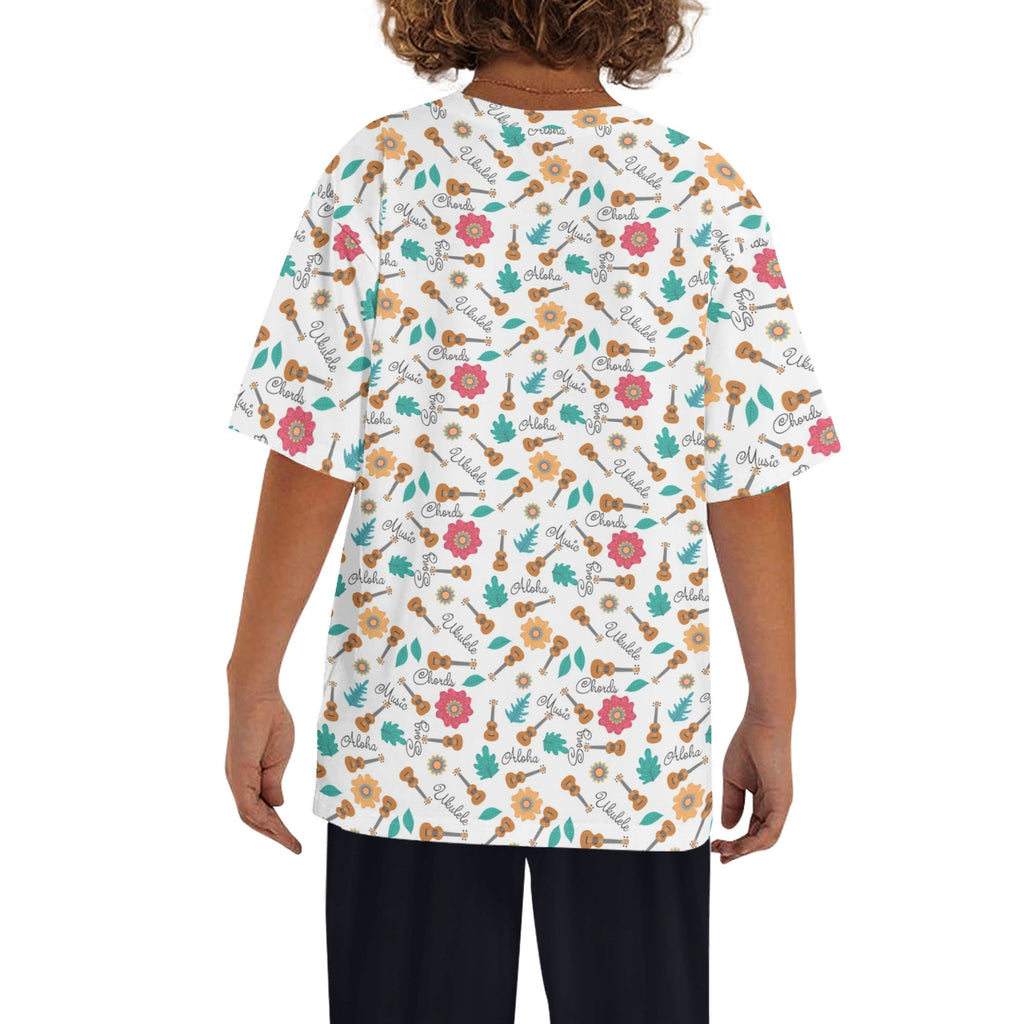 Ukulele Kids Loose Fit Short Sleeve T-Shirt Kid's Full Print T-shirt Music Printed Offshore