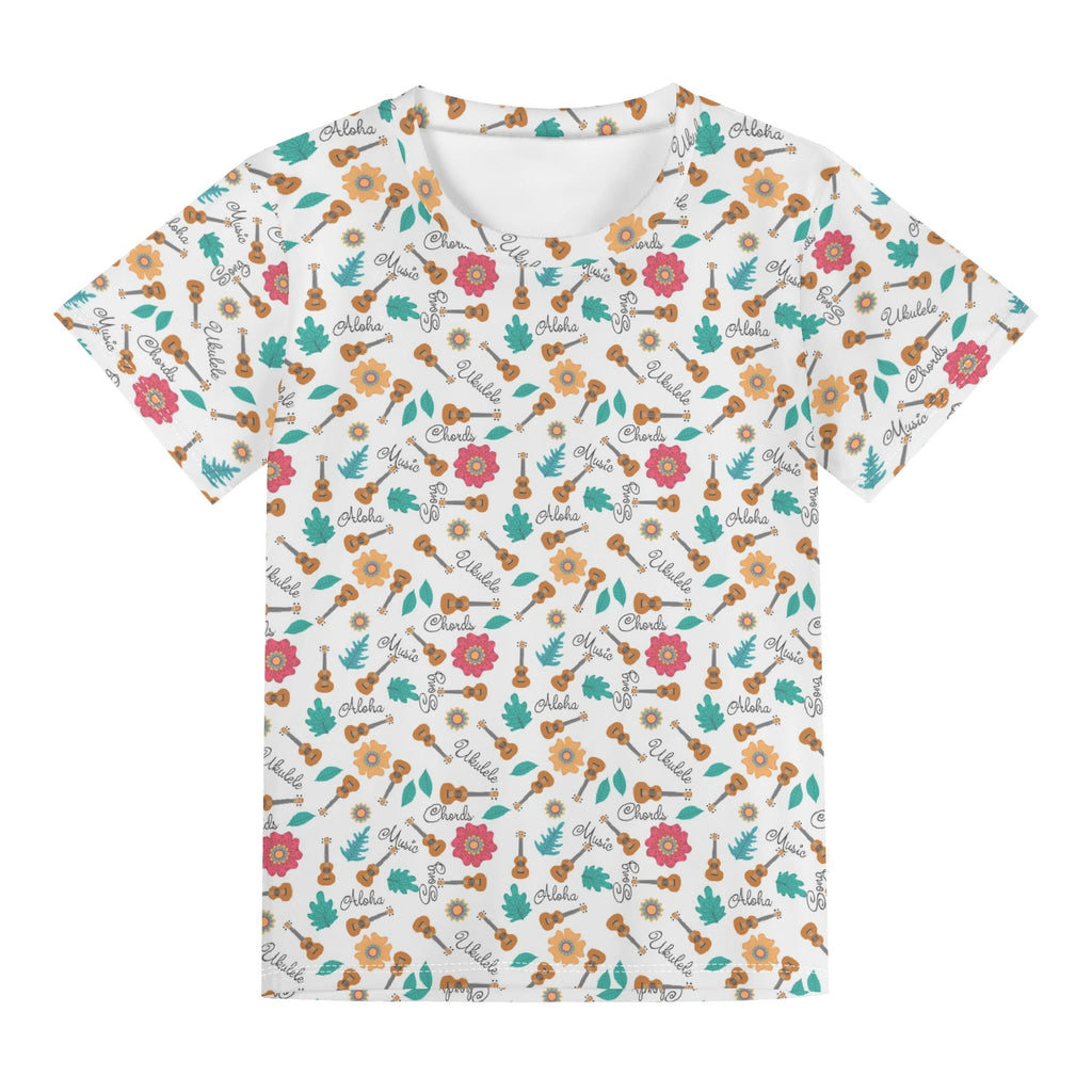 Ukulele Kids Loose Fit Short Sleeve T-Shirt Kid's Full Print T-shirt Music Printed Offshore