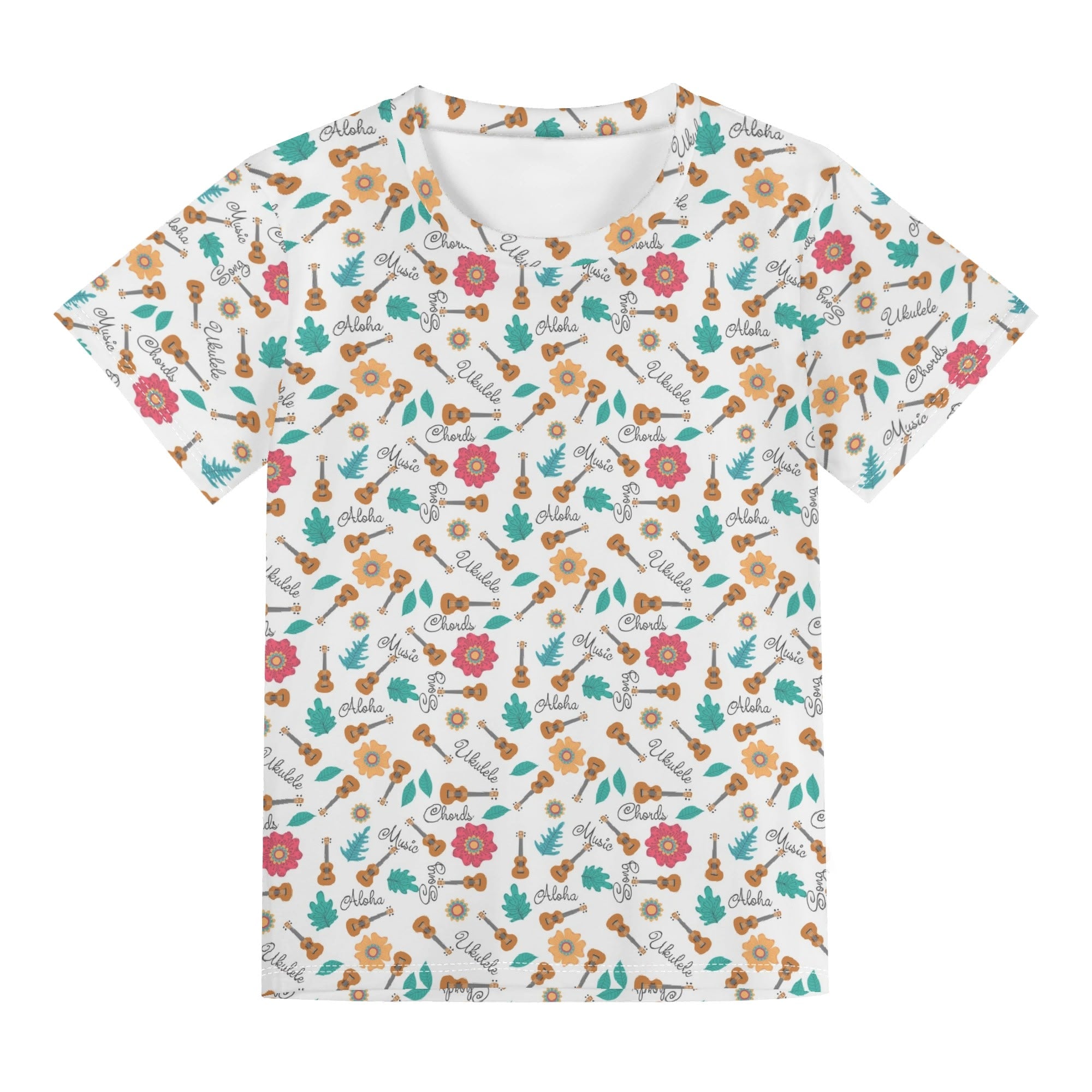 Ukulele Kids Loose Fit Short Sleeve T-Shirt Kid's Full Print T-shirt Music Printed Offshore