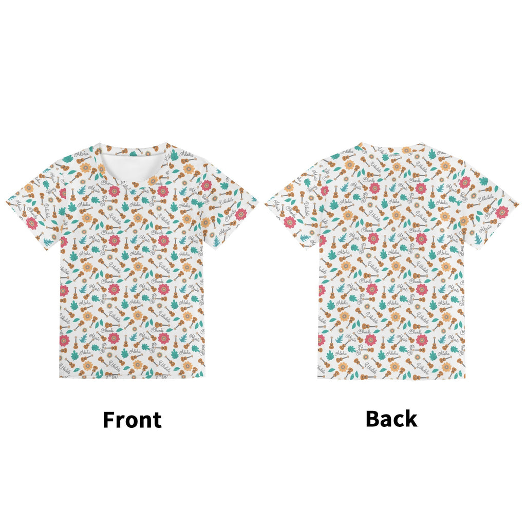 Ukulele Kids Loose Fit Short Sleeve T-Shirt Kid's Full Print T-shirt Music Printed Offshore