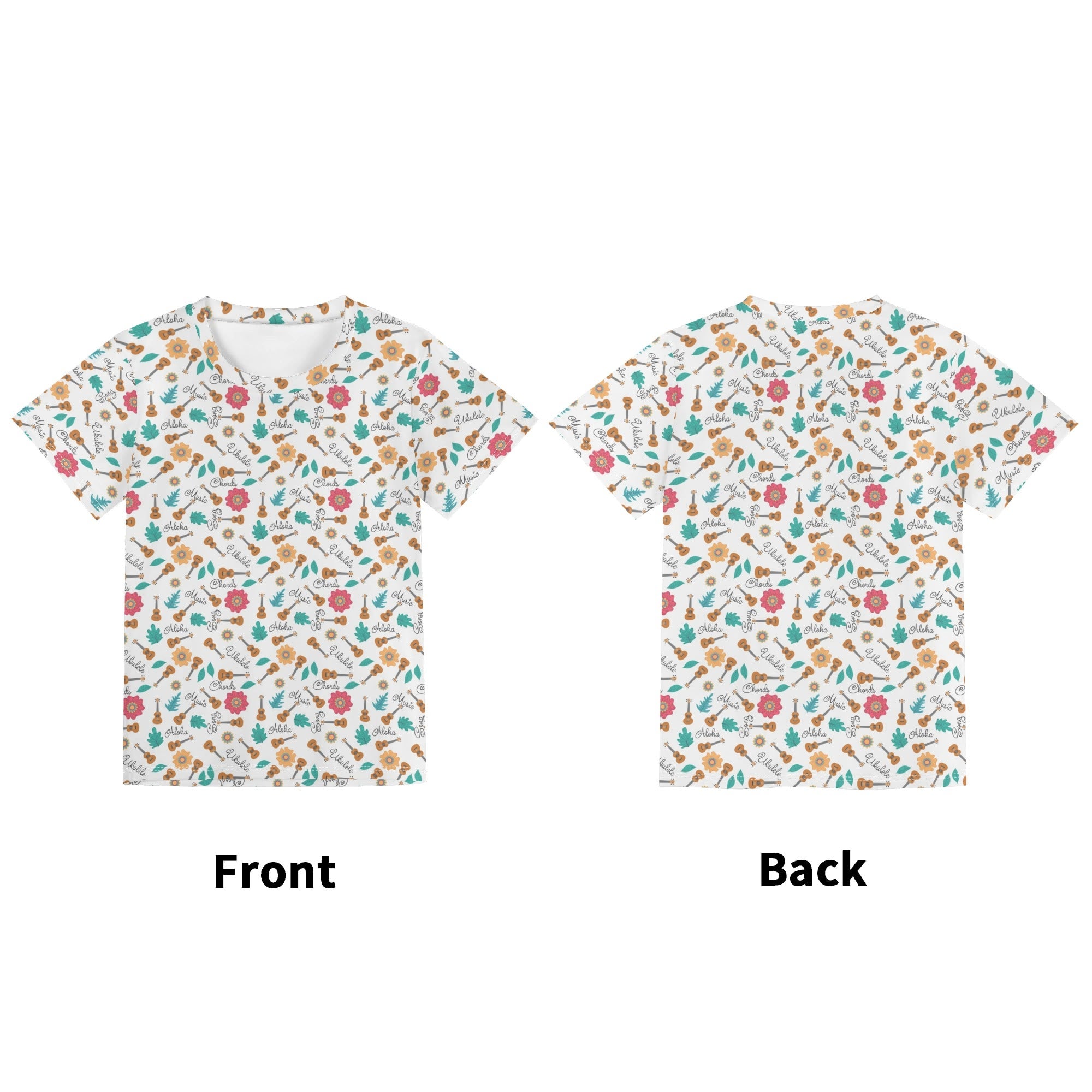 Ukulele Kids Loose Fit Short Sleeve T-Shirt Kid's Full Print T-shirt Music Printed Offshore