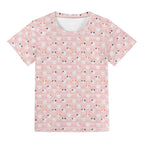 Pink Cats Kids Loose Fit Short Sleeve T-Shirt Kid's Full Print T-shirt animal Printed Offshore