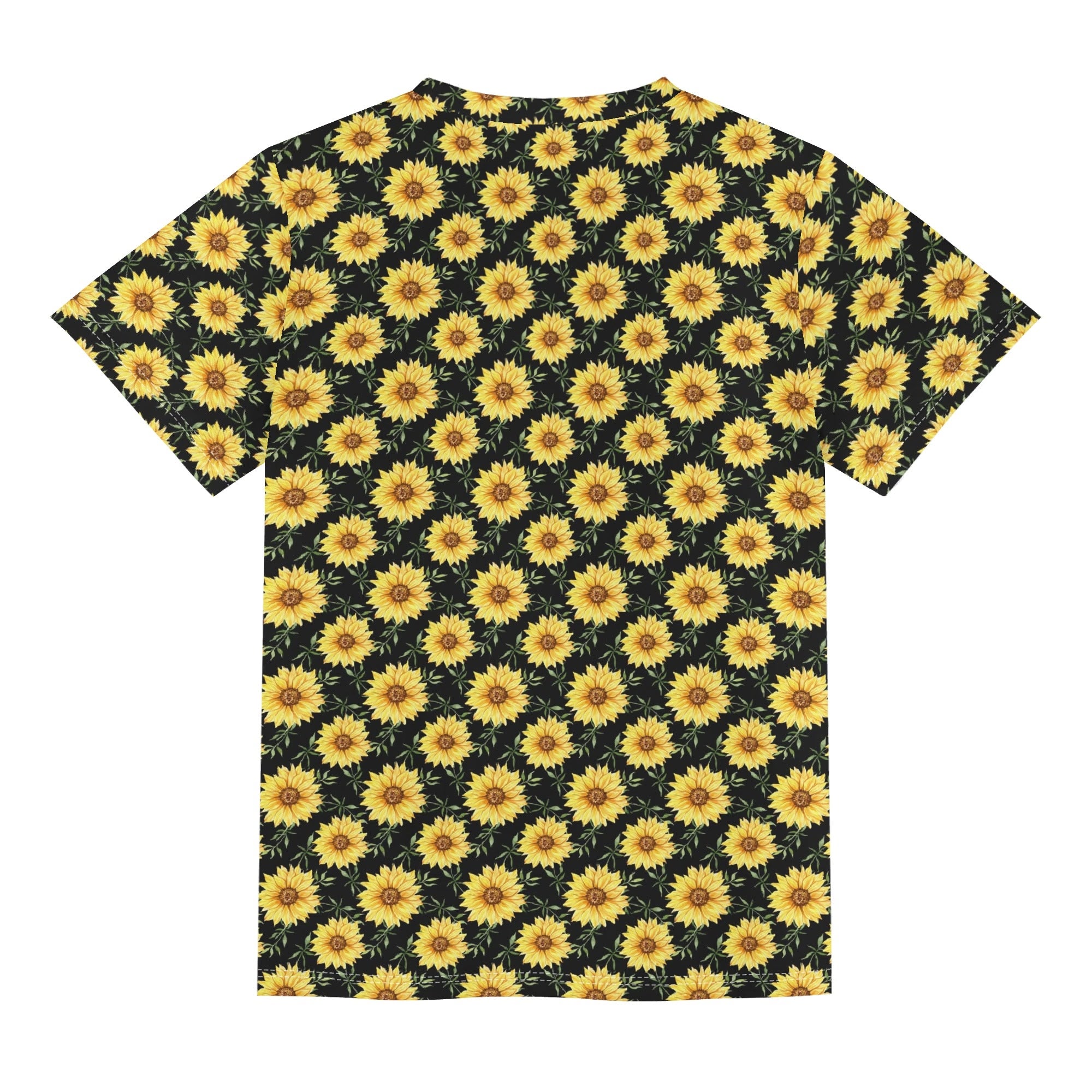 Painted Sunflower Kids Loose Fit Short Sleeve T-Shirt Kid's Full Print T-shirt Plants Printed Offshore